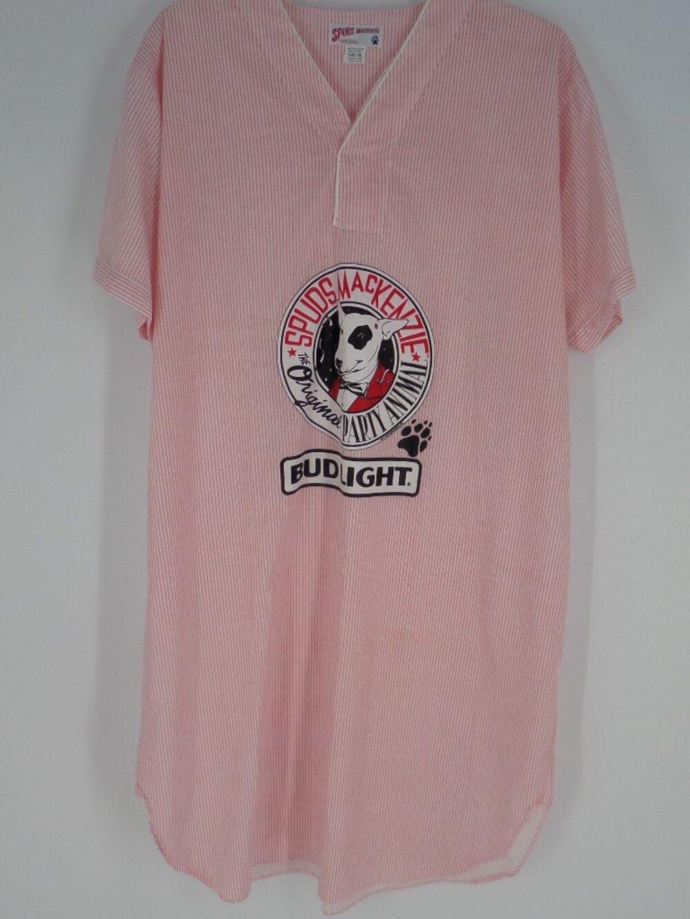 Vintage 80's Bud Light Spuds Mackenzie Stripe Night Shirt Size Large/XL NWT